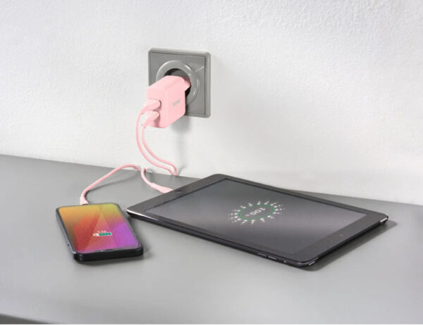 Podwójna ładowarka USB typ A USB typ C Tronic różowa - obrazek 2