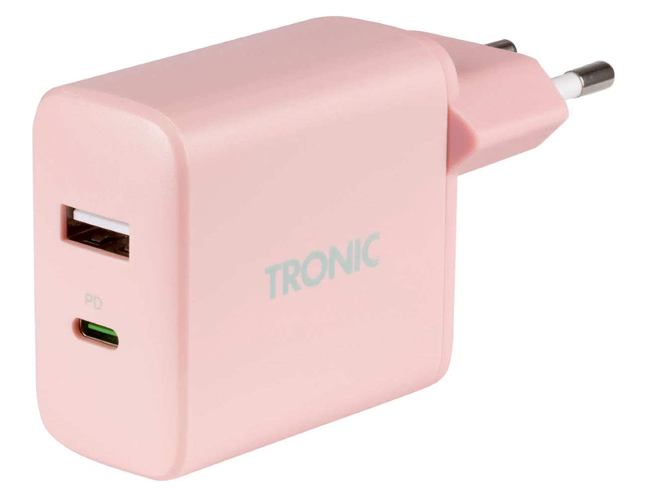 Podwójna ładowarka USB typ A USB typ C Tronic różowa