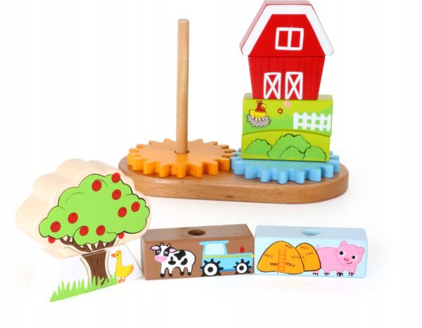 Drewniana układanka farma puzzle klocki Small Foot - obrazek 3