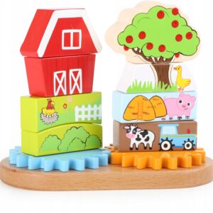 Drewniana układanka farma puzzle klocki Small Foot