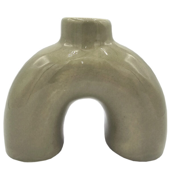 Świecznik stołowy nowoczesny ceramiczny beżowy
