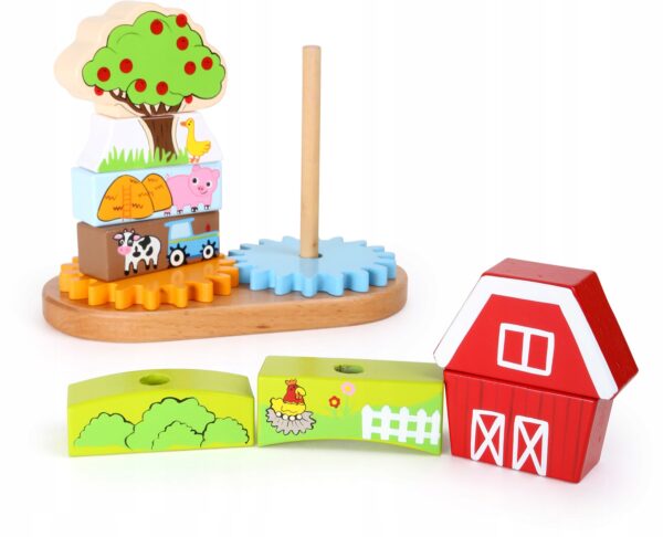Drewniana układanka farma puzzle klocki Small Foot - obrazek 2