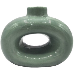 Świecznik stołowy nowoczesny ceramiczny zielony okrągły