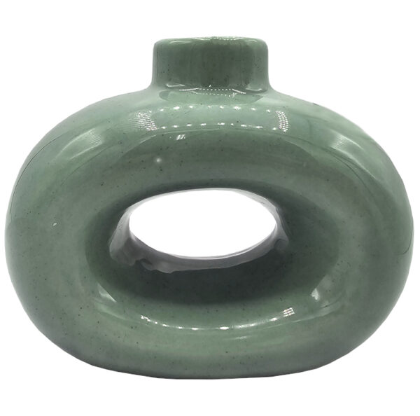 Świecznik stołowy nowoczesny ceramiczny zielony okrągły