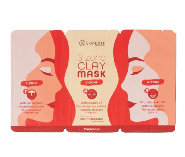 Maseczka do twarzy glinkowa Skin Bliss 3-zone clay mask