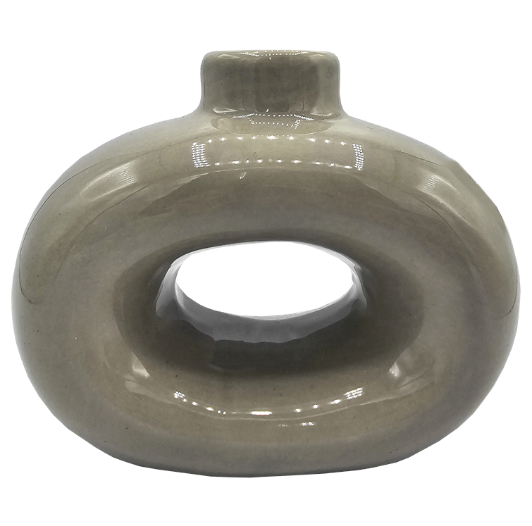Świecznik stołowy nowoczesny ceramiczny brązowy okrągły