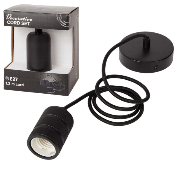 Lampa wisząca czarna oprawa 120cm E27