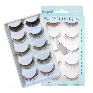 Sztuczne rzęsy + klej 5 par eyelashes czarne na pasku