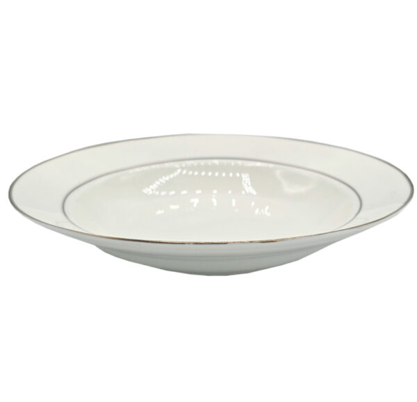 Talerz głęboki ceramiczny ze złotymi paskami 22 cm ozdobny
