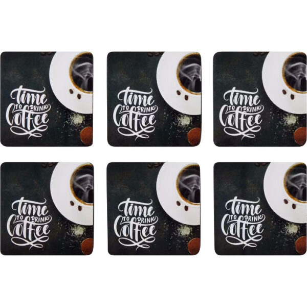 6 szt kwadratowa podkładka pod kubek korkowa coffee - obrazek 2