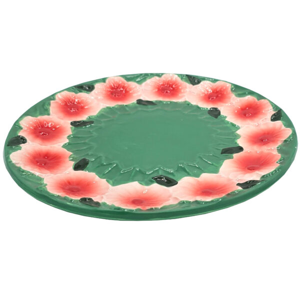 Talerz śniadaniowy ceramiczny w kwiatki 20 cm ręcznie malowany - obrazek 2