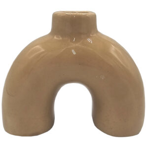 Świecznik stołowy nowoczesny ceramiczny beżowy