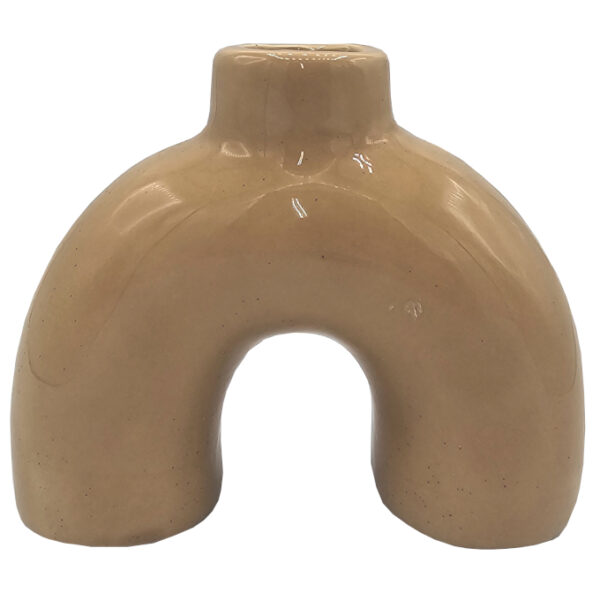 Świecznik stołowy nowoczesny ceramiczny beżowy