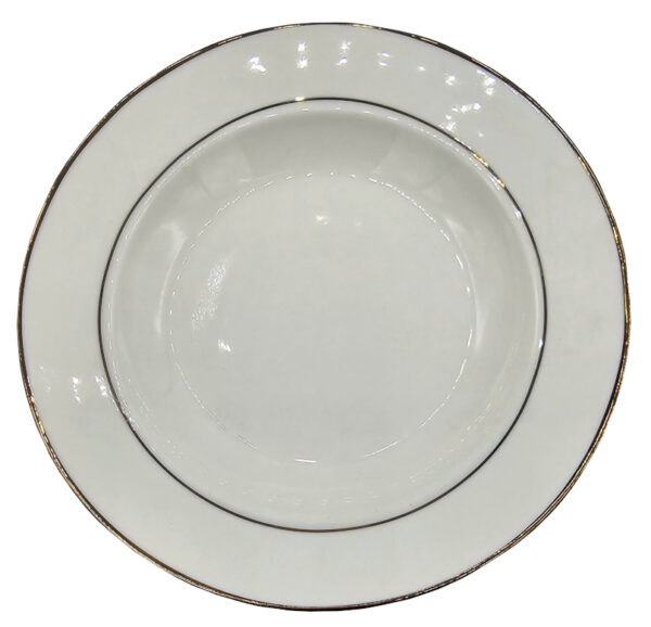Talerz głęboki ceramiczny ze złotymi paskami 22 cm ozdobny - obrazek 2