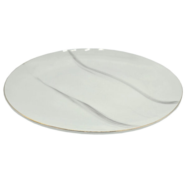 Talerz płaski obiadowy ceramiczny marmurowy 27 cm - obrazek 2