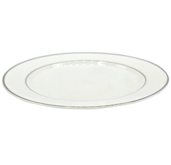 Talerz śniadaniowy ceramiczny ze złotymi paskami 21 cm ozdobny - obrazek 2