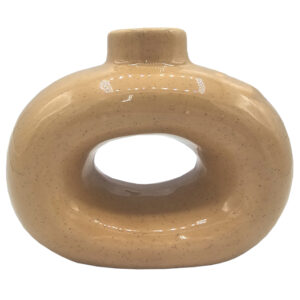 Świecznik stołowy nowoczesny ceramiczny beżowy okrągły