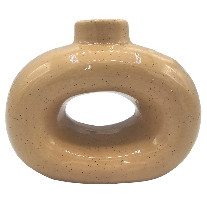 Świecznik stołowy nowoczesny ceramiczny beżowy okrągły