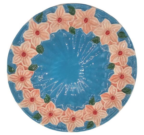 Talerz śniadaniowy ceramiczny w kwiatki 20 cm ręcznie malowany