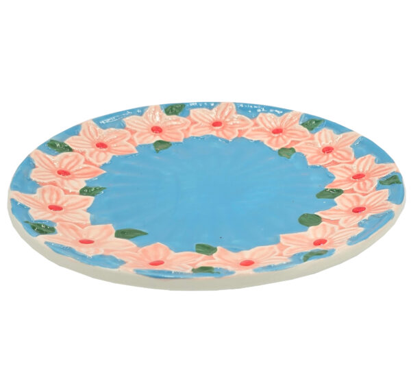 Talerz śniadaniowy ceramiczny w kwiatki 20 cm ręcznie malowany - obrazek 2