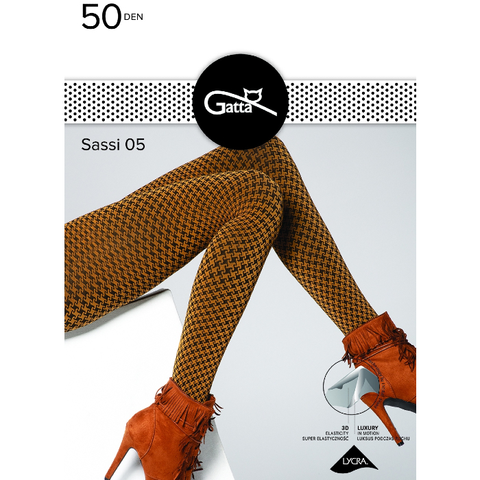 Rajstopy Gatta Sassi 05 wzorzyste 50den honey nero 2 S