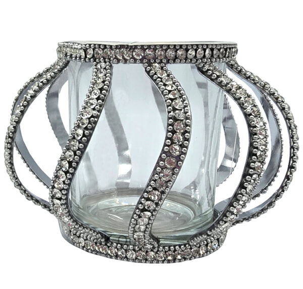 Świecznik na tealighty srebrny glamour 13 cm