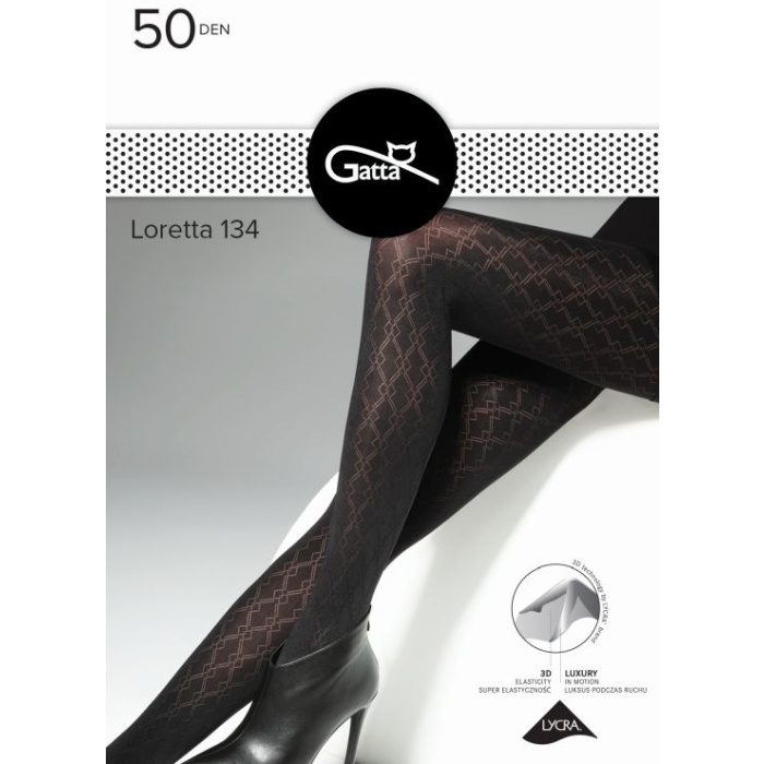 Rajstopy Gatta Loretta 134 wzorzyste 50den nero 3 M