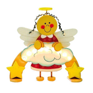 Świecący aniołek drewniany dekoracja świąteczna 34 cm