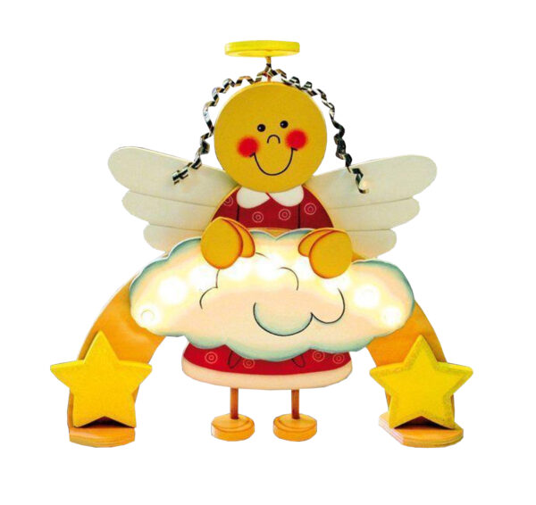 Świecący aniołek drewniany dekoracja świąteczna 34 cm
