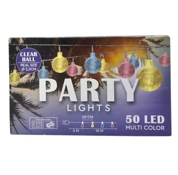 Girlanda lampki ogrodowe zewnętrzne kolorowe 50 LED 15 m
