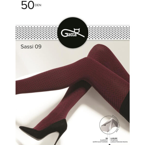 Rajstopy Gatta Sassi 09 wzorzyste 50den persian red 3 M