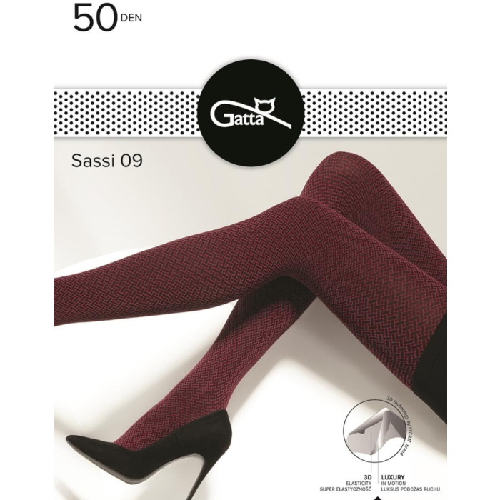 Rajstopy Gatta Sassi 09 wzorzyste 50den persian red 3 M
