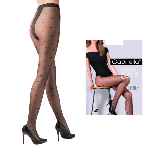 Gabriella rajstopy damskie w serduszka Emily 20 den 4 nero