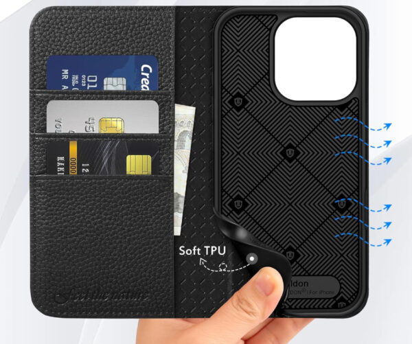 Etui skórzane czarne portfel do iPhone 16 pro MagSafe - obrazek 5