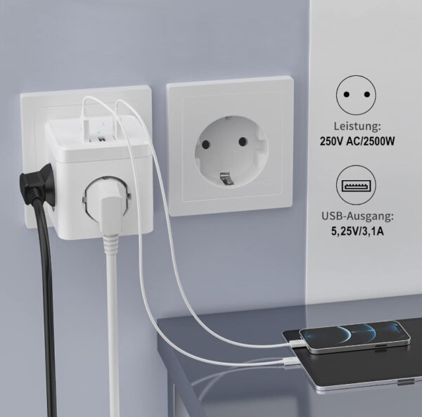 Adapter gniazda USB przejściówka USB europejska - obrazek 3