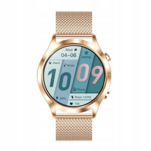 Smartwatch złoty różowy zegarek fitness damski ozdobny