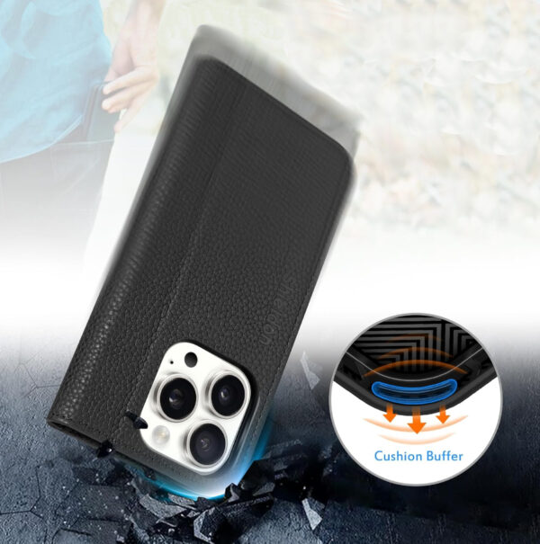 Etui skórzane czarne portfel do iPhone 16 pro MagSafe - obrazek 6