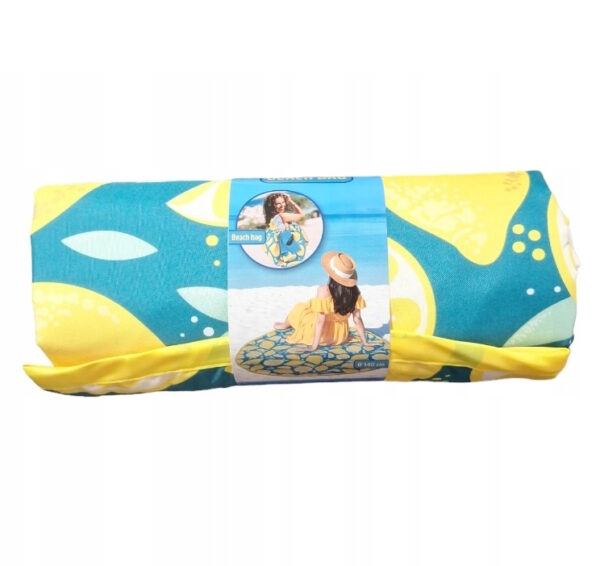 Mata plażowa torba 2w1 cytryny okrągła 140 cm