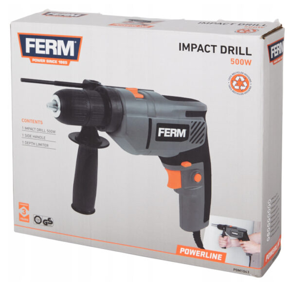 Wiertarka udarowa Ferm Powerline PDM1063 500 W - obrazek 3