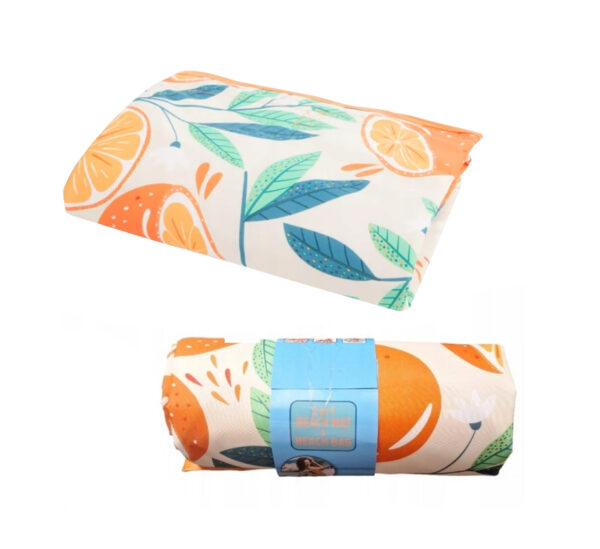 Mata plażowa torba 2w1 pomarańcze okrągła 140 cm