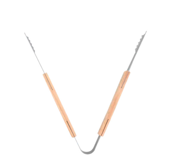 Szczypce do grilla stal nierdzewna drewniane 39 cm