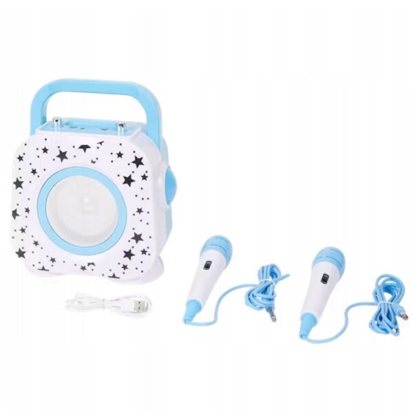 Przenośny zestaw Głośnik karaoke z 2 mikrofonami Bluetooth Niebieski - obrazek 2