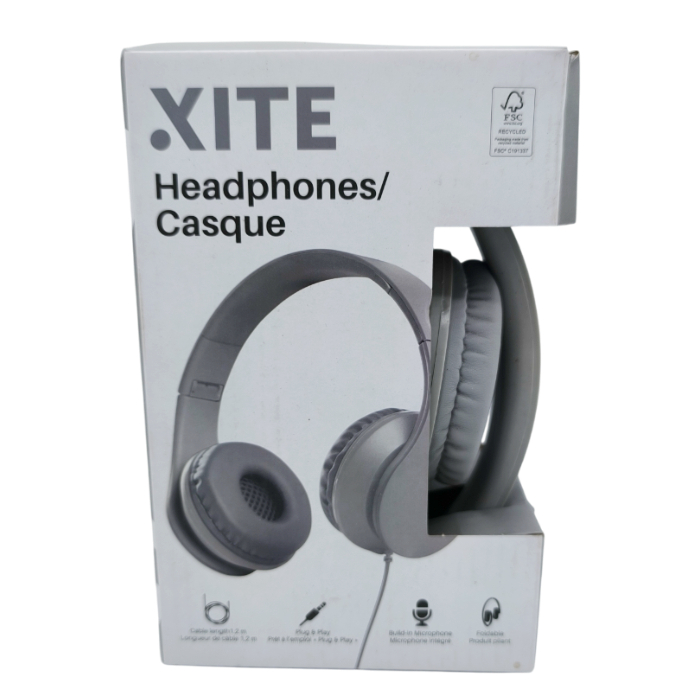 Słuchawki przewodowe nauszne z mikrofonem XITE headphones Szare Grey