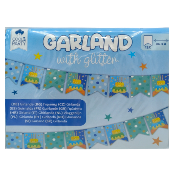 Girlanda Urodzinowa dekoracja z brokatem 4m Cool2Party