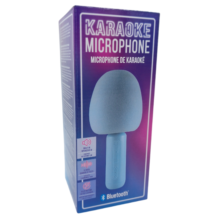 Mikrofon karaoke z Bluetooth z efektami dźwiękowymi Niebieski