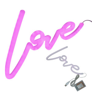 Neonowa dekoracja napis LOVE fioletowy Timer 92LED Zasilany bateryjnie/ USB