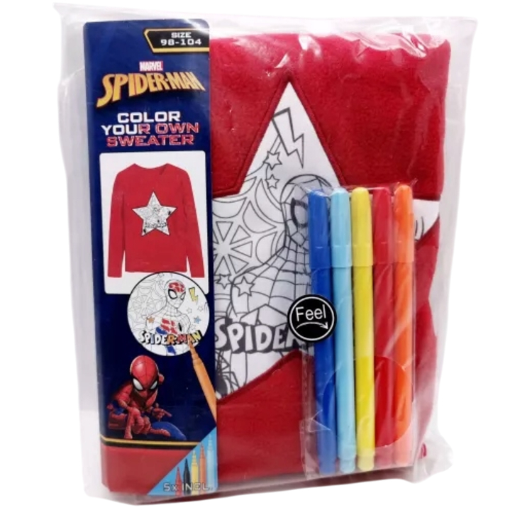 Pokoloruj swoją własną bluzę Spider-man 98-104 +markery do tkanin