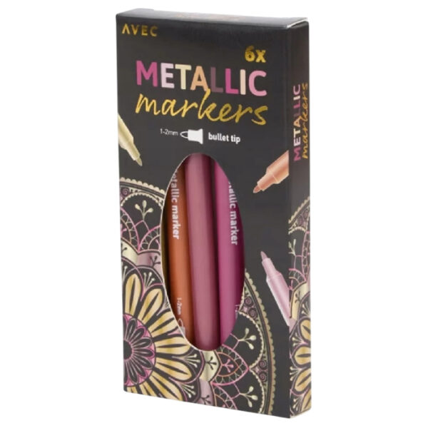 Zestaw 6 markerów metalicznych z końcówką kulkową 1-2mm - obrazek 2
