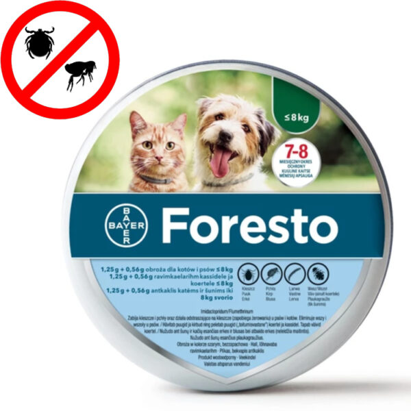 Foresto Obroża na kleszcze pchły larwy wszy dla psa kota 38cm BAYER - obrazek 2