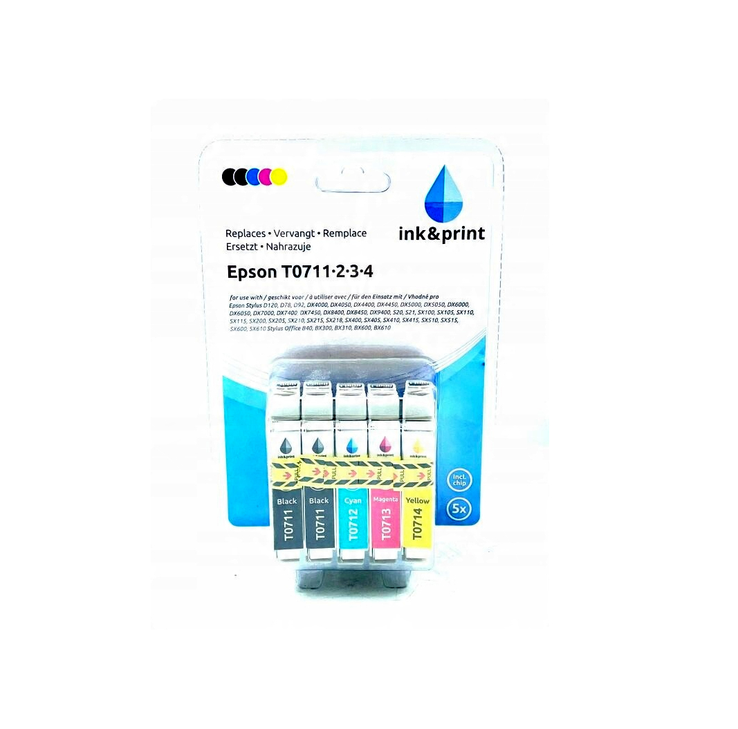 Zestaw tuszy kolorowych do drukarki Epson T0711 2 3 4